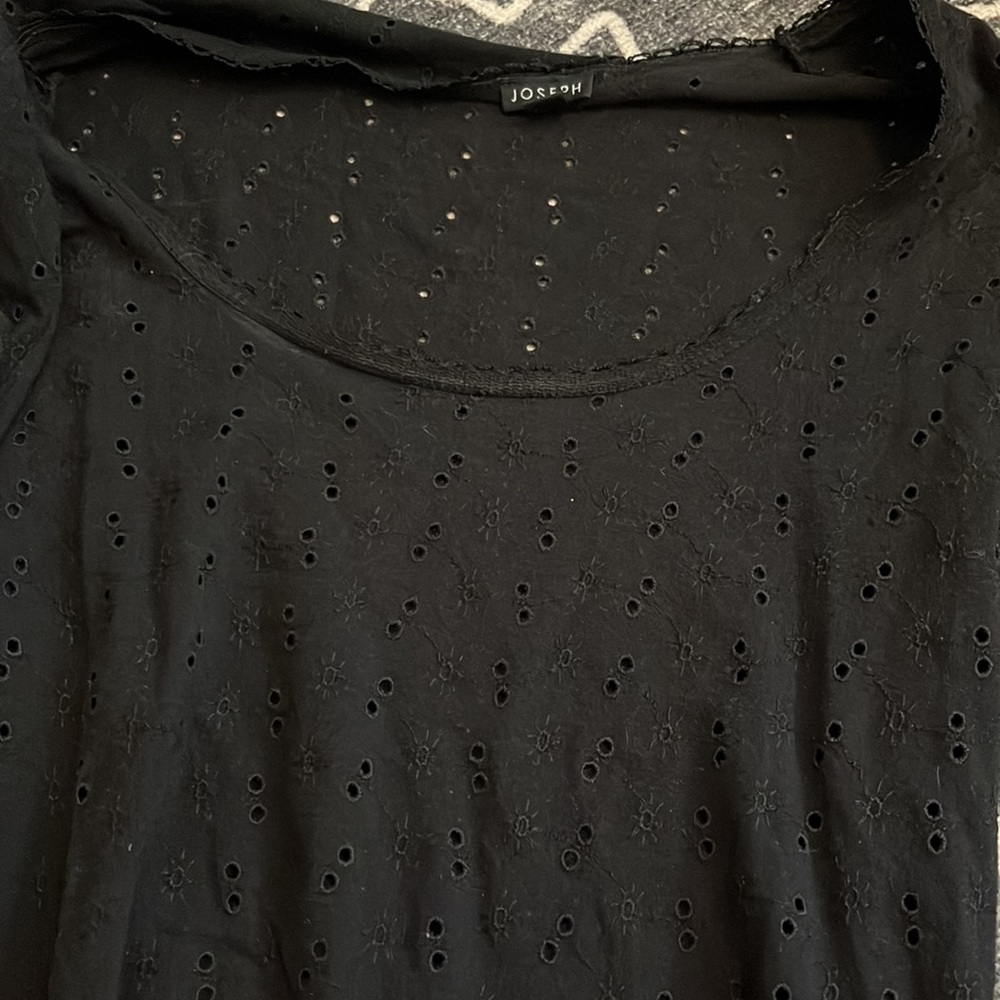 Joseph Black Casual Top Eyelets Size 3 minimalist - Picture 3 of 14